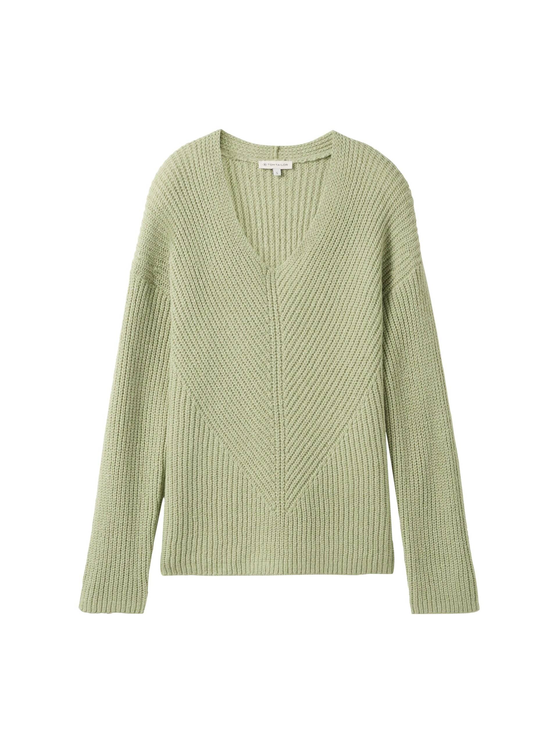 Tom Tailor - Strickpullover mit V-Ausschnitt pure sage melange - Gr. - XXL von Tom Tailor