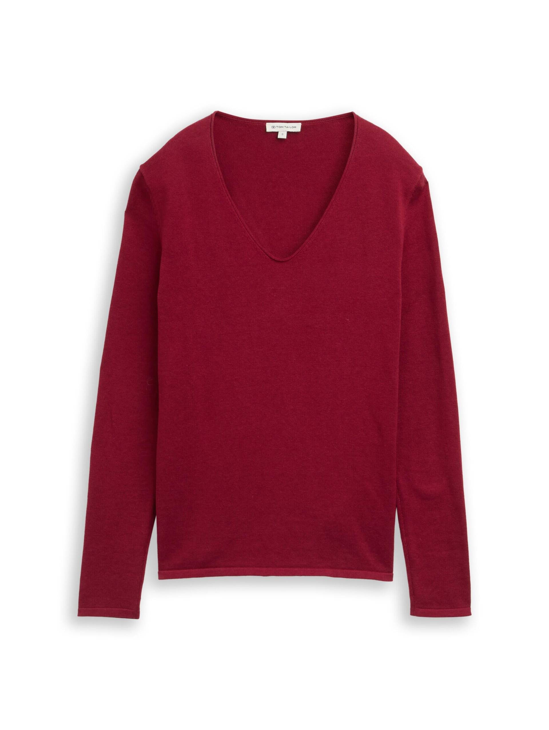 Tom Tailor - Strickpullover mit V-Ausschnitt rumba red - Gr. - M von Tom Tailor