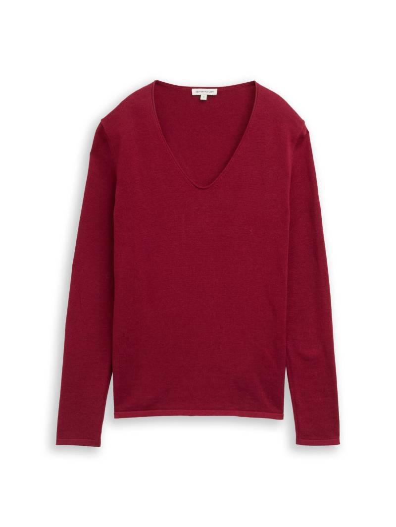 Tom Tailor - Strickpullover mit V-Ausschnitt rumba red - Gr. - M von Tom Tailor