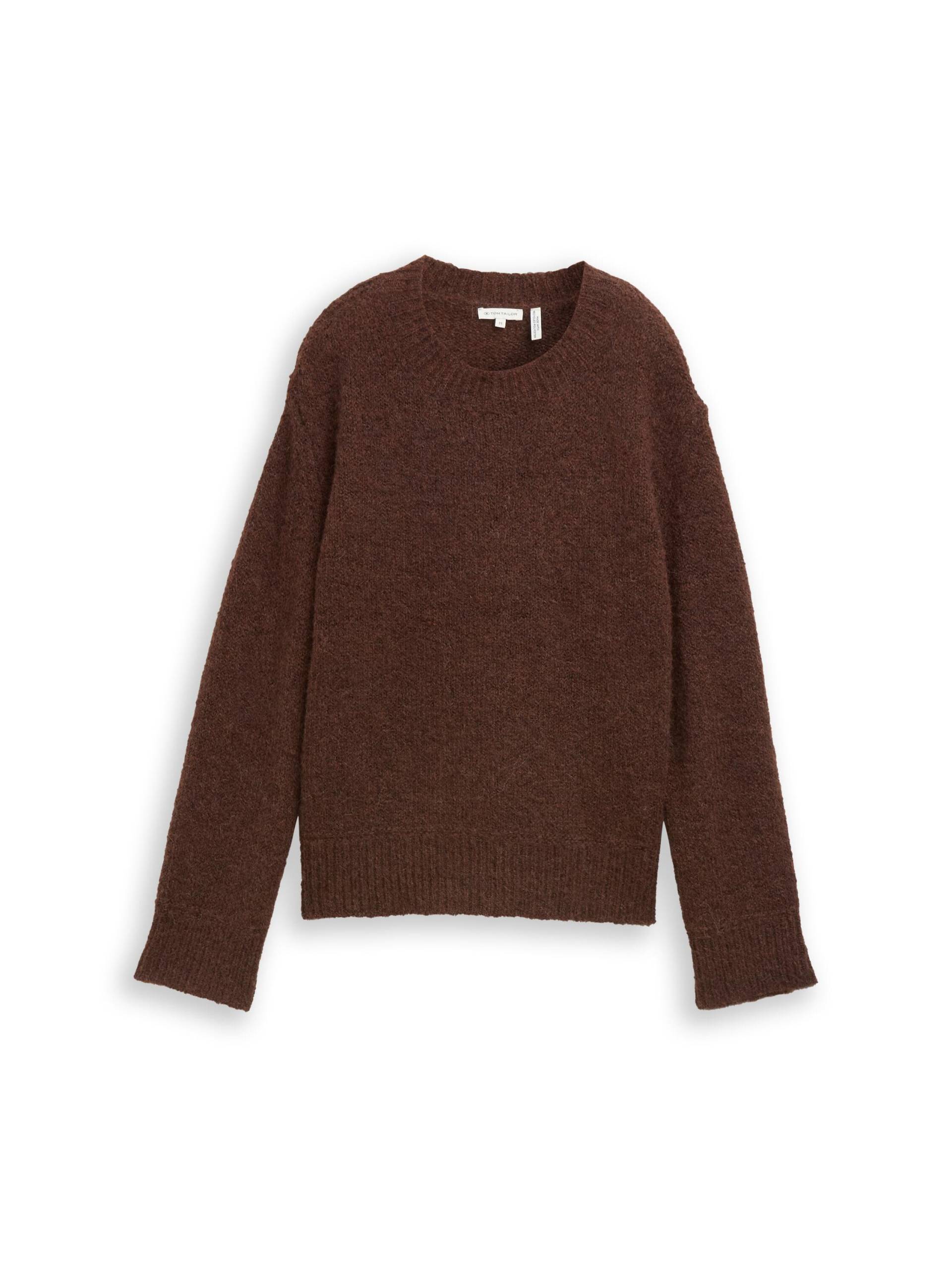 Tom Tailor - Strickpullover mit Wollanteil dark pecan brown melange - Gr. - L von Tom Tailor