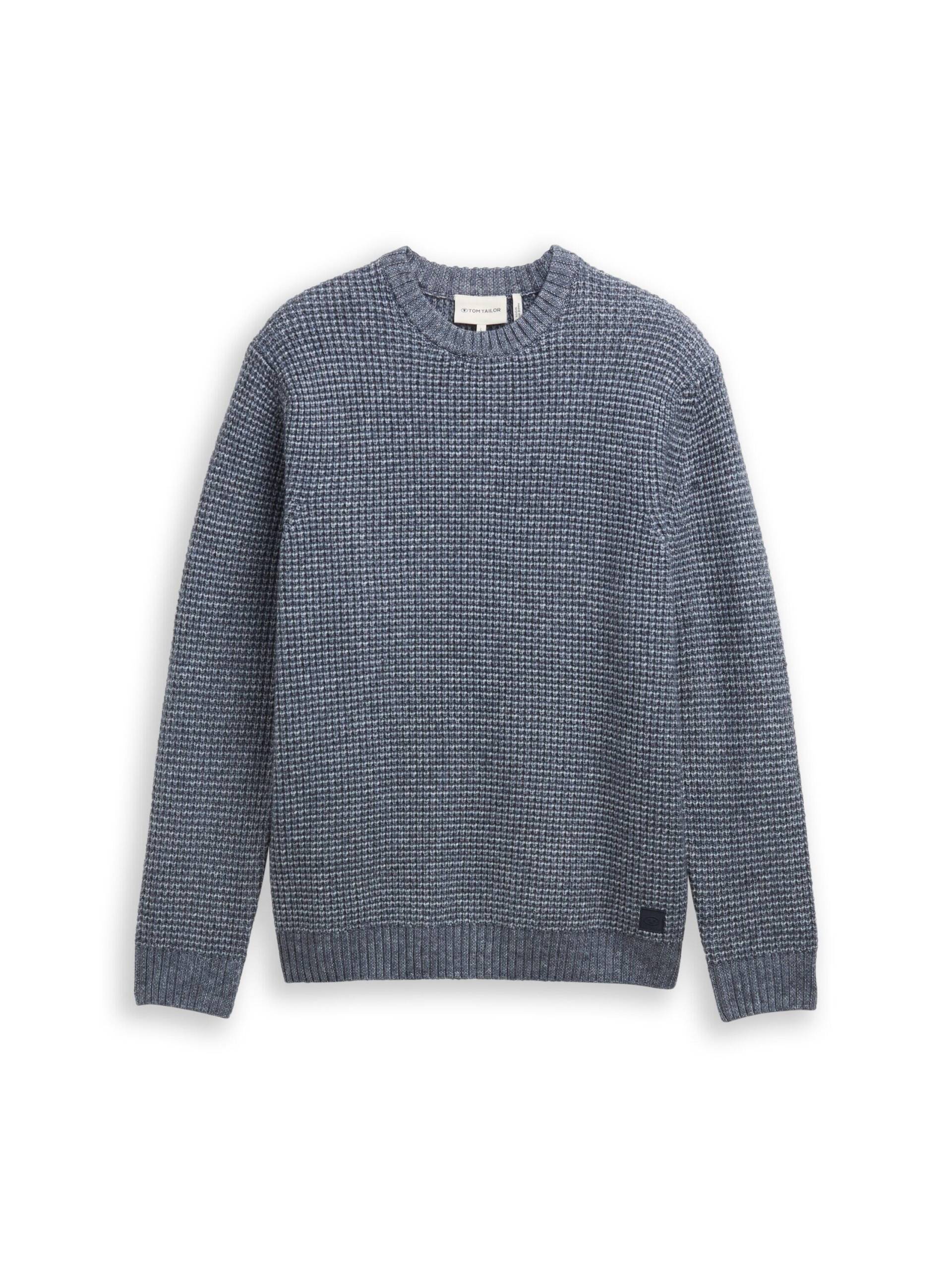 Tom Tailor - Strickpullover mit Wollanteil navy melange white core - Gr. - XXXL von Tom Tailor