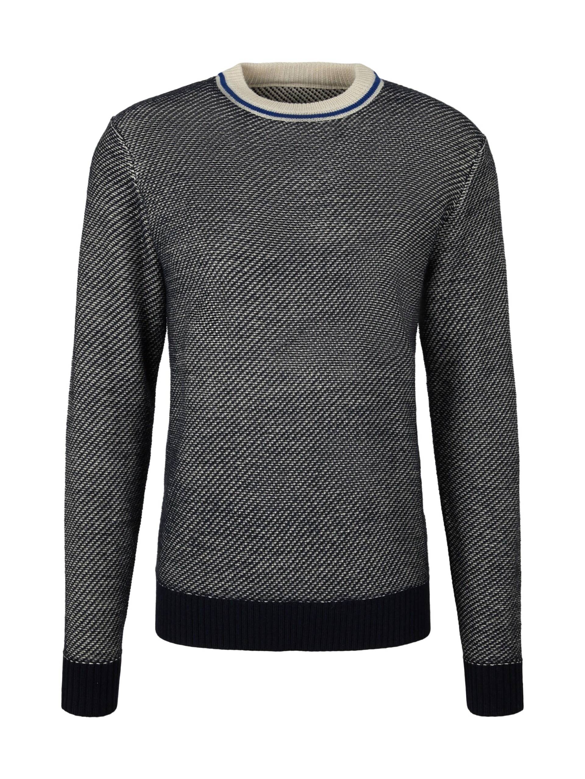 Tom Tailor - Strickpullover mit feiner Struktur navy white knit structure - Gr. - L von Tom Tailor