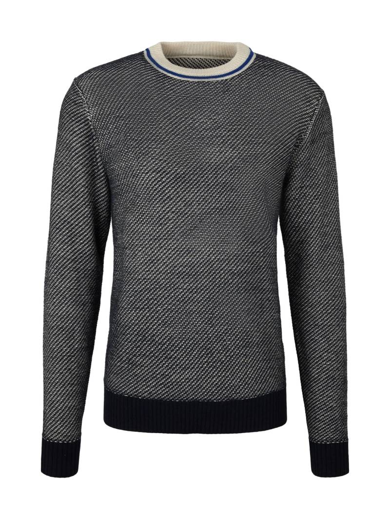 Tom Tailor - Strickpullover mit feiner Struktur navy white knit structure - Gr. - L von Tom Tailor