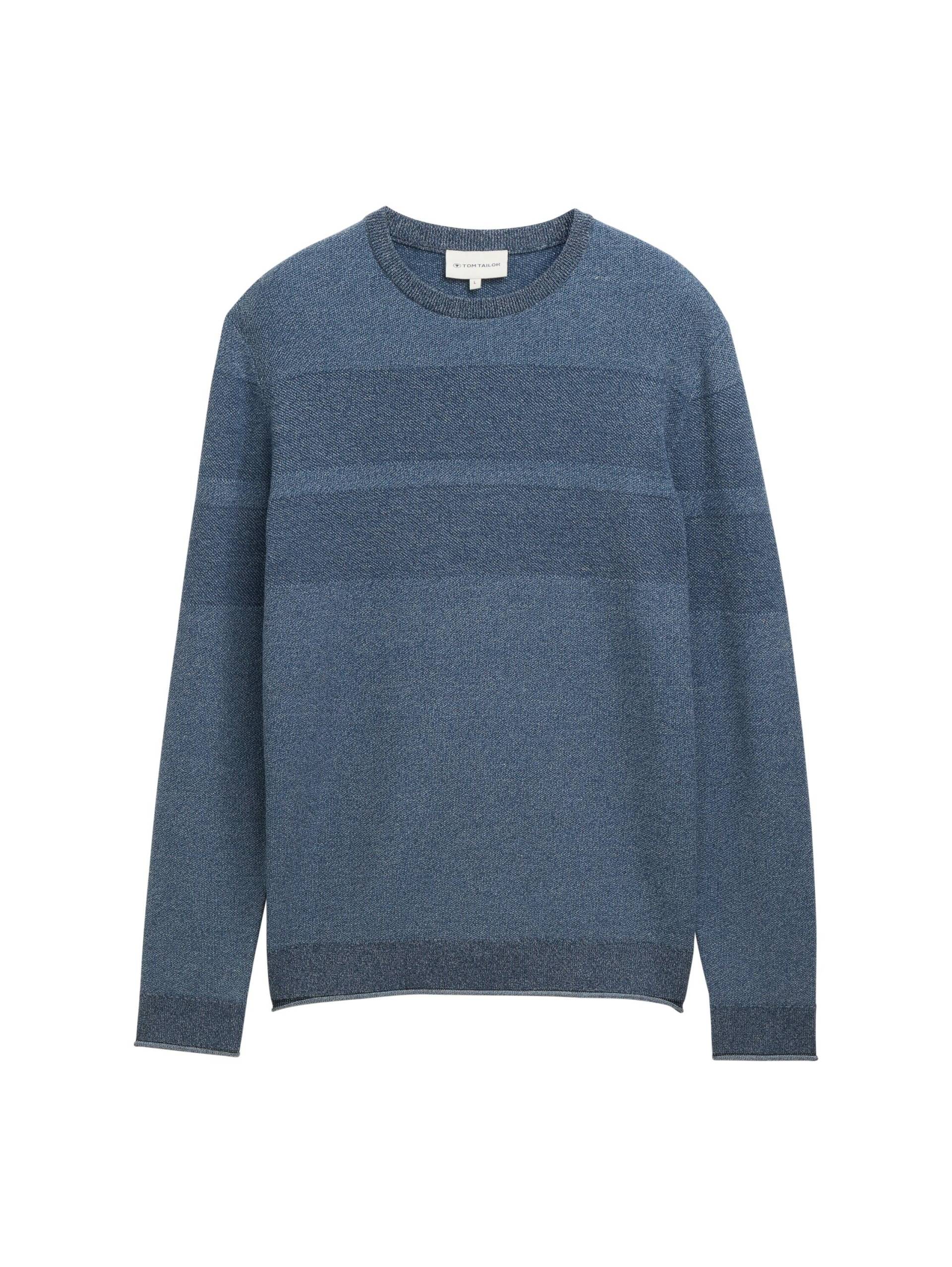 Tom Tailor - Strickpullover mit tonalen Streifen teal off white navy design - Gr. - XL von Tom Tailor