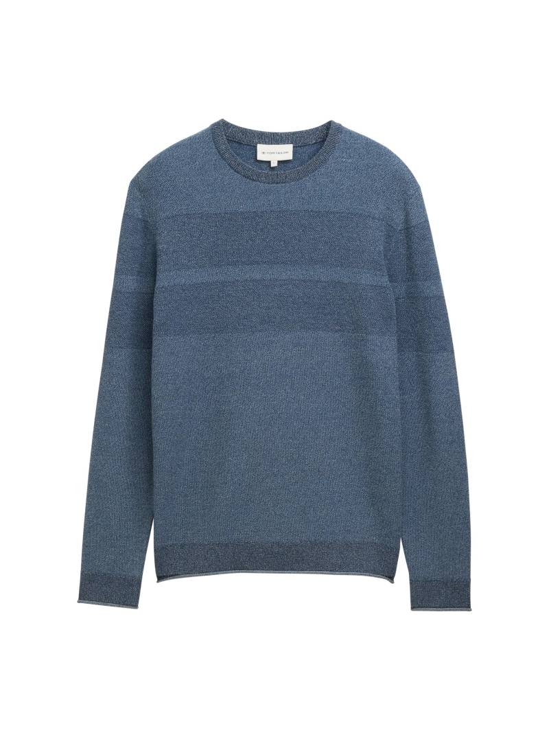 Tom Tailor - Strickpullover mit tonalen Streifen teal off white navy design - Gr. - XXL von Tom Tailor