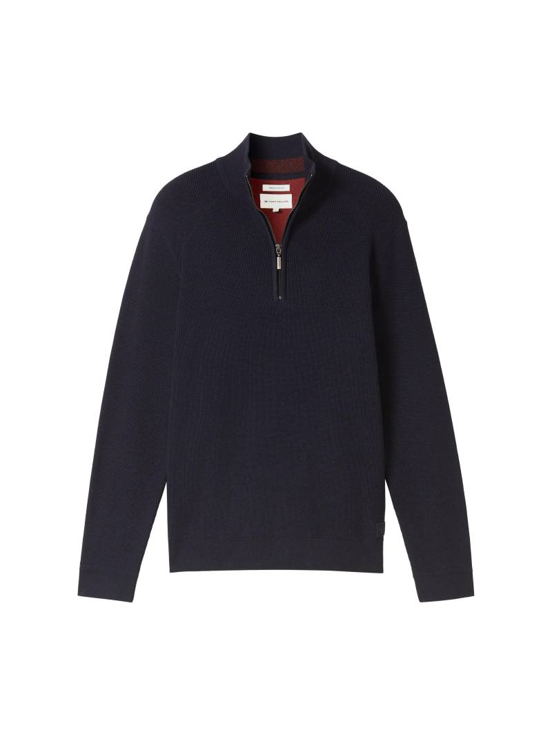 Tom Tailor - Strukturierter Strick Troyer knitted navy melange - Gr. - M von Tom Tailor