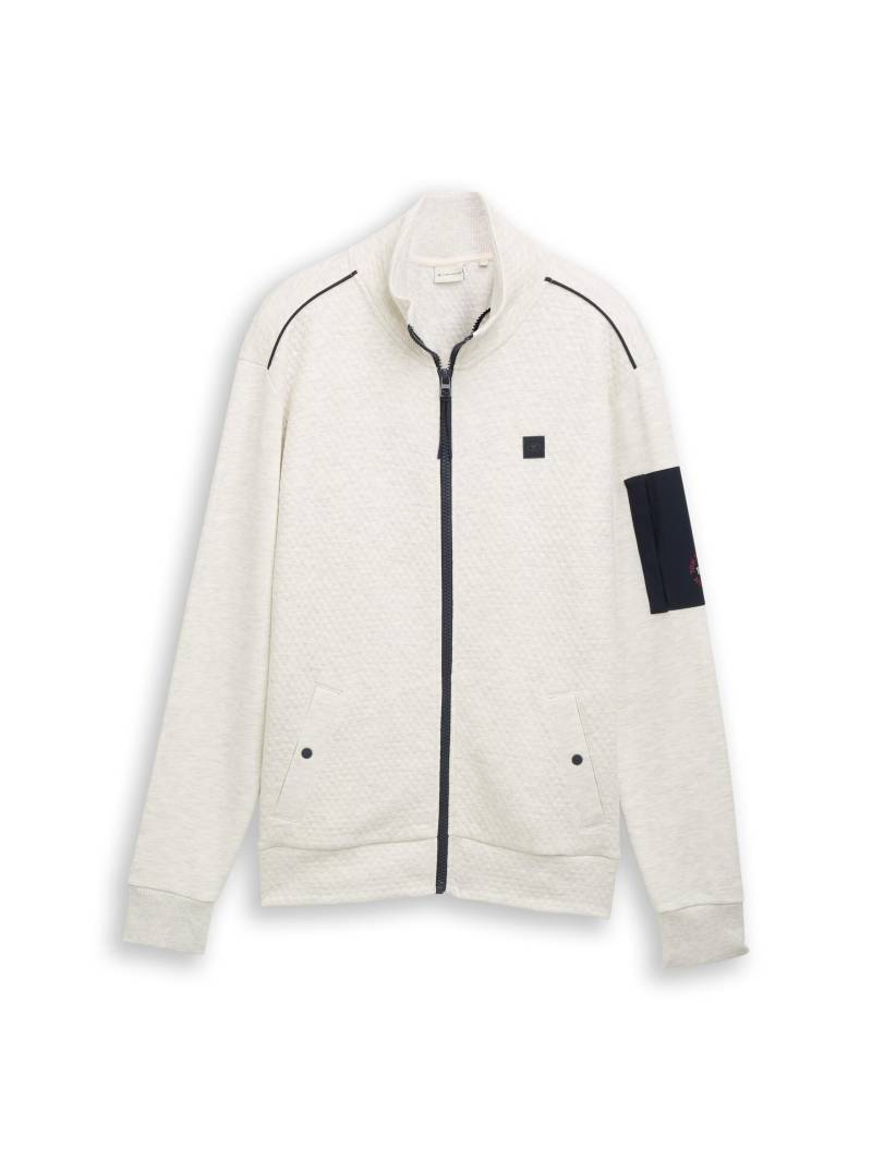 Tom Tailor - Sweatjacke mit Ärmeltasche soft buttercream melange - Gr. - L von Tom Tailor