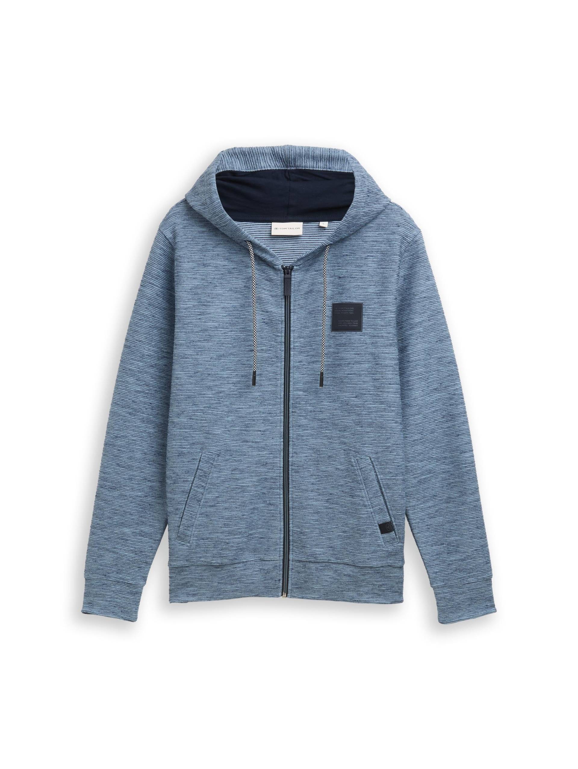 Tom Tailor - Sweatjacke mit Kapuze denim blue structured melange - Gr. - S von Tom Tailor