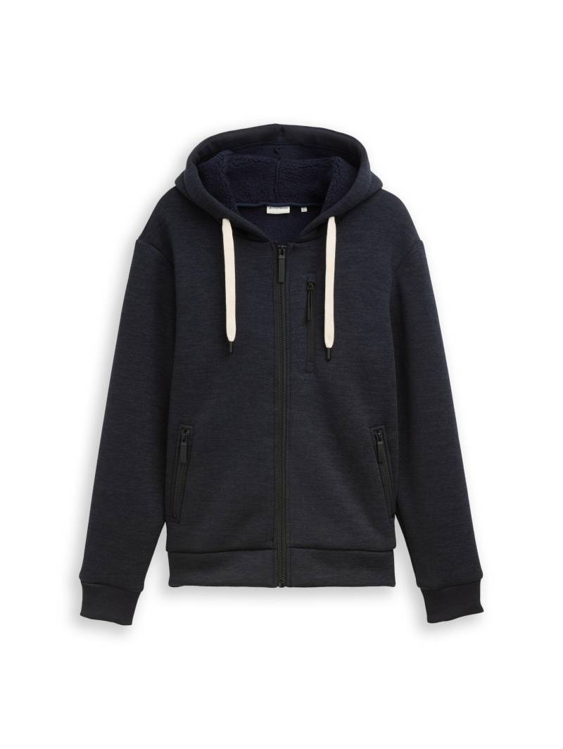 Tom Tailor - Sweatjacke mit Reißverschluss navy tonal streaky inject - Gr. - M von Tom Tailor