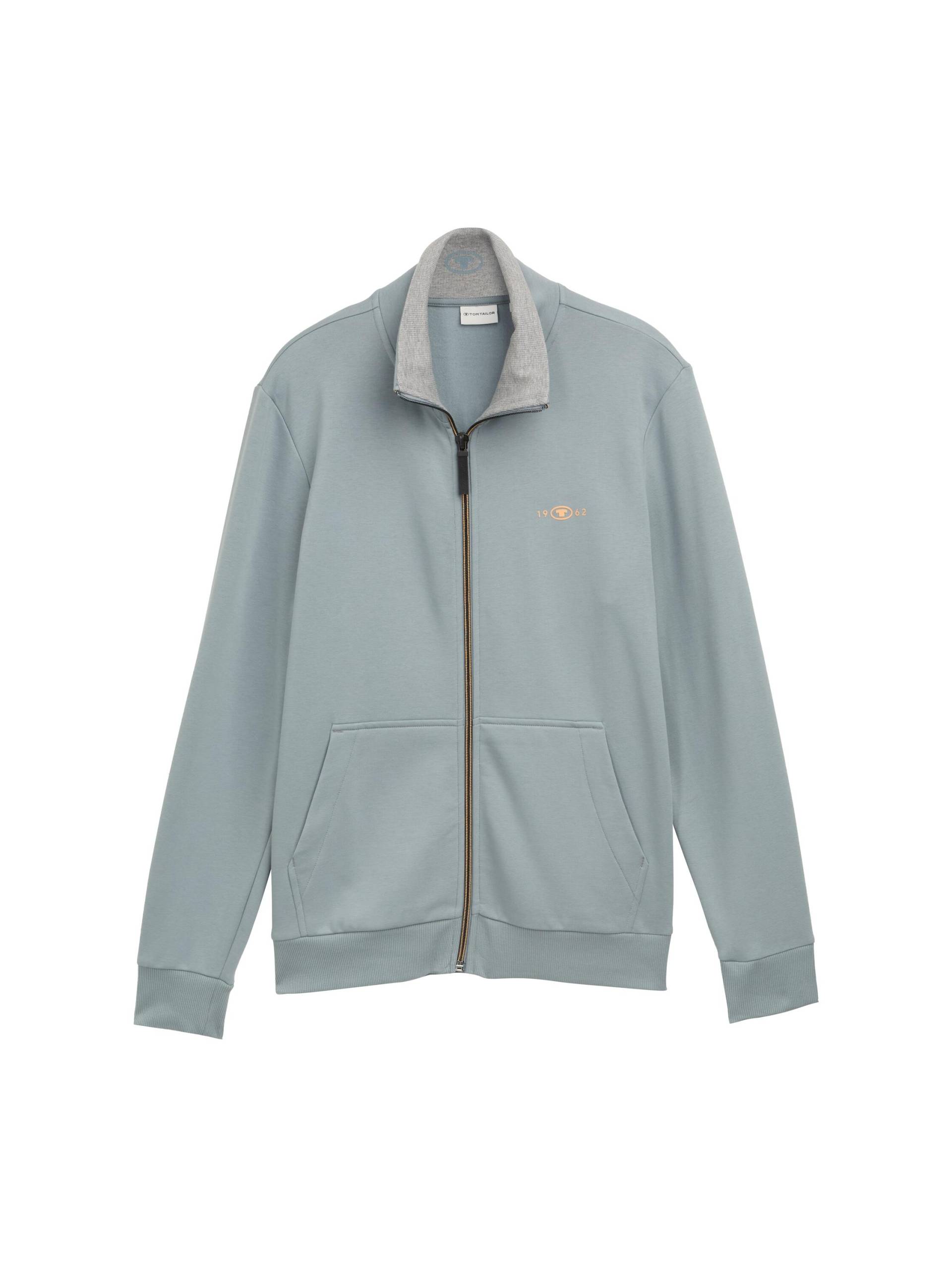 Tom Tailor - Sweatjacke mit Stehkragen grey mint - Gr. - L von Tom Tailor