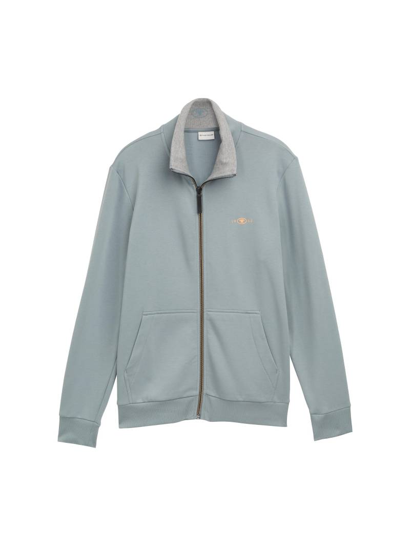 Tom Tailor - Sweatjacke mit Stehkragen grey mint - Gr. - L von Tom Tailor