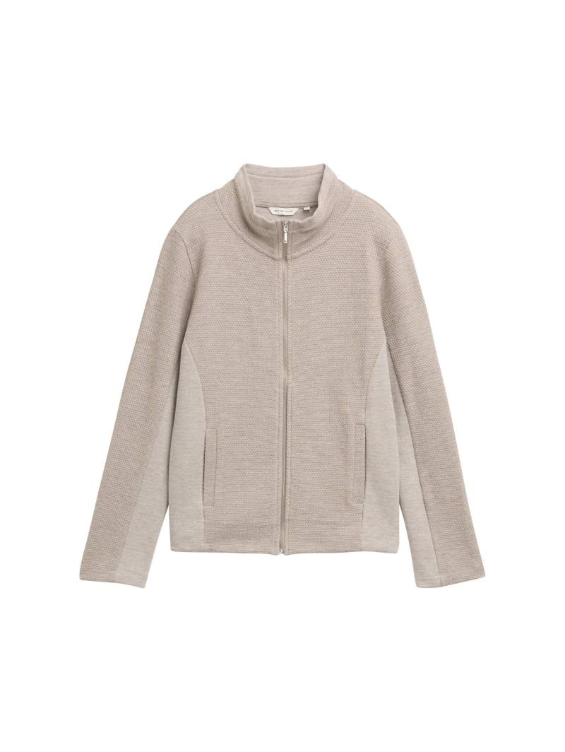 Tom Tailor - Sweatjacke mit Stehkragen soft taupe melange - Gr. - M von Tom Tailor