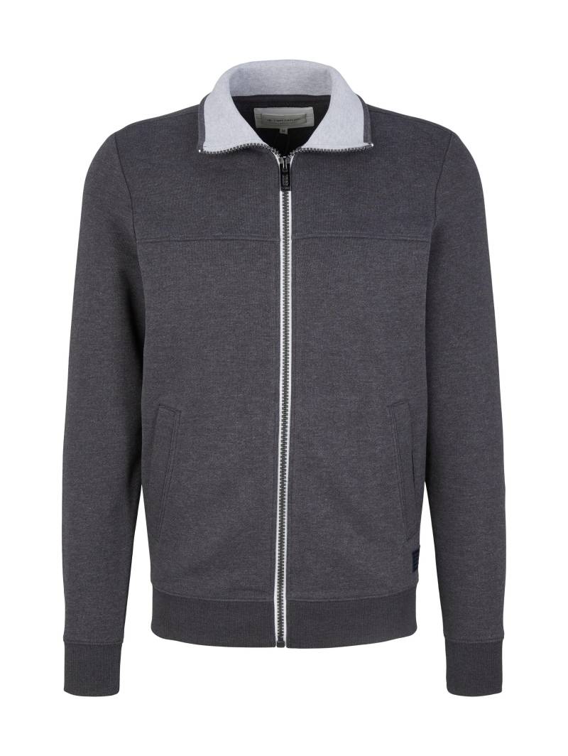 Tom Tailor - Sweatjacke mit Ziernaht dark grey melange - Gr. - XL von Tom Tailor