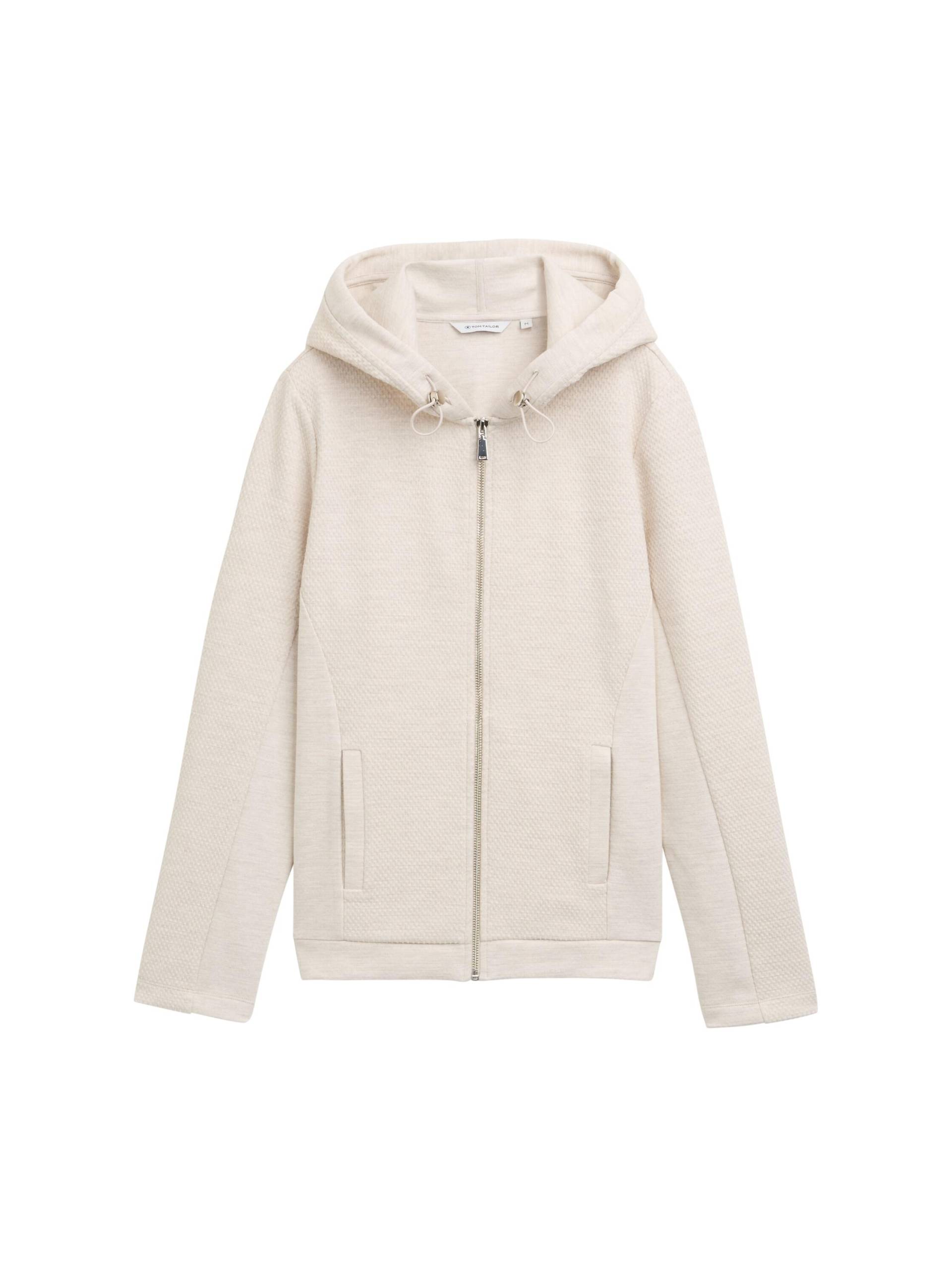 Tom Tailor - Sweatjacke mit verstellbarer Kapuze summer beige melange - Gr. - S von Tom Tailor