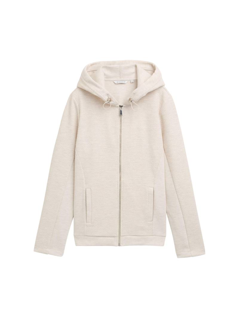 Tom Tailor - Sweatjacke mit verstellbarer Kapuze summer beige melange - Gr. - S von Tom Tailor