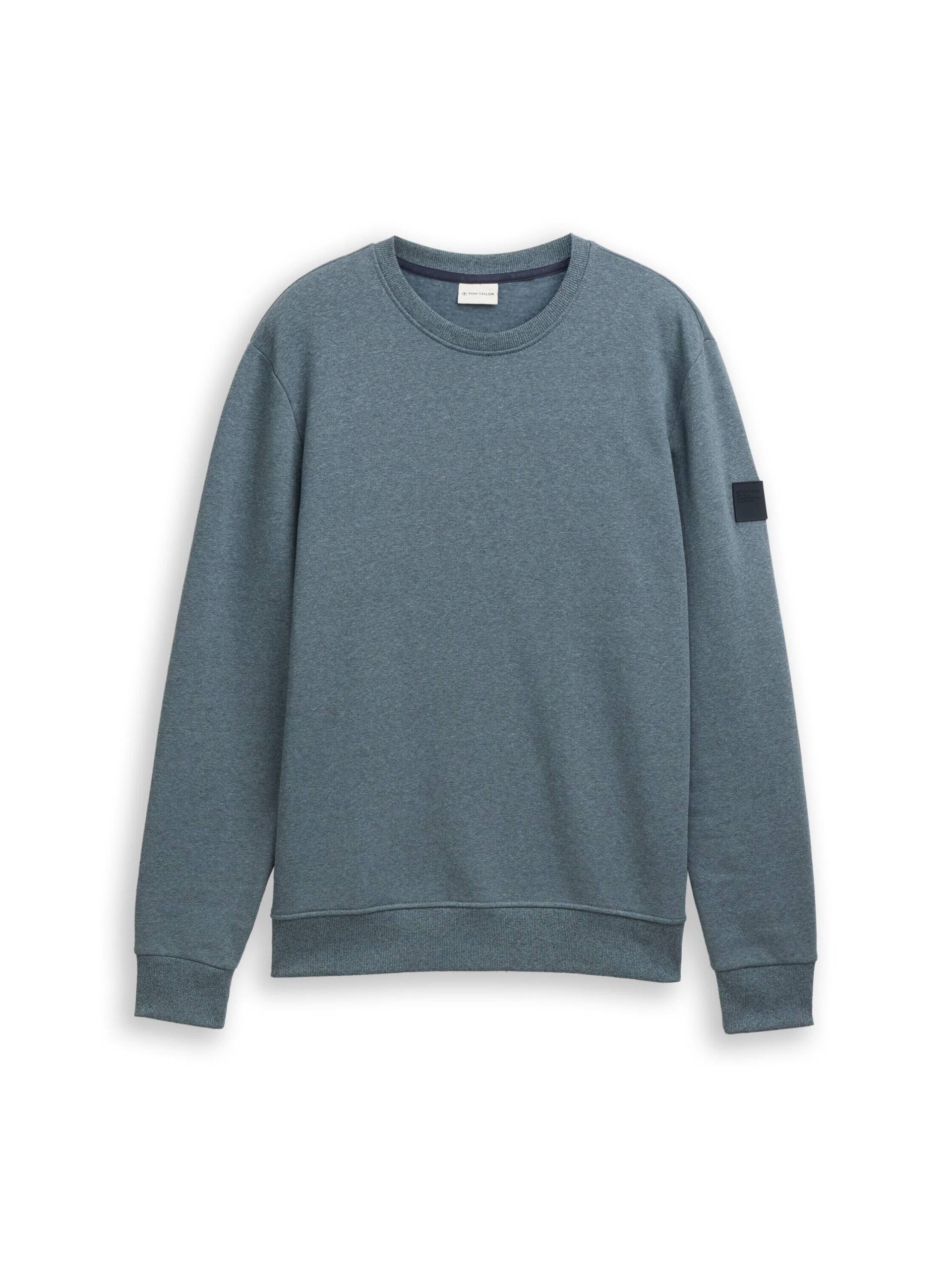 Tom Tailor - Sweatshirt in Melange-Optik grey mint navy structure - Gr. - L von Tom Tailor