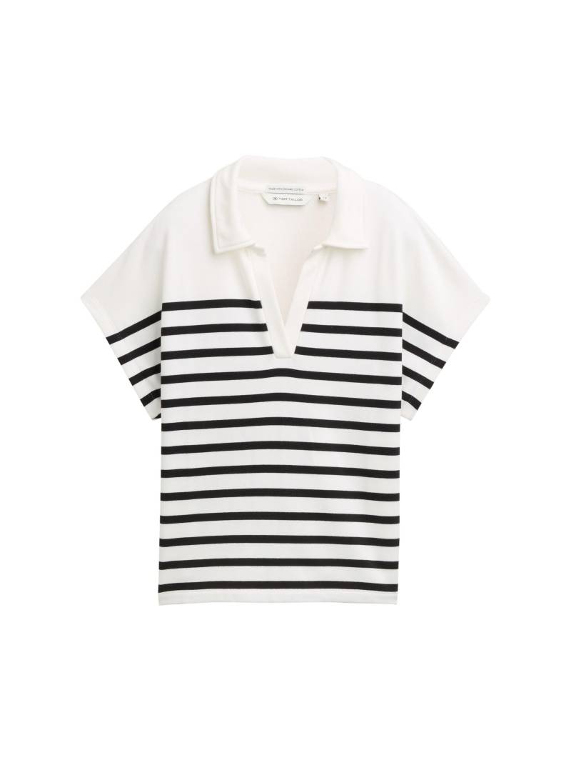 Tom Tailor - Sweatshirt in Polo-Optik offwhite navy stripe - Gr. - XXL von Tom Tailor