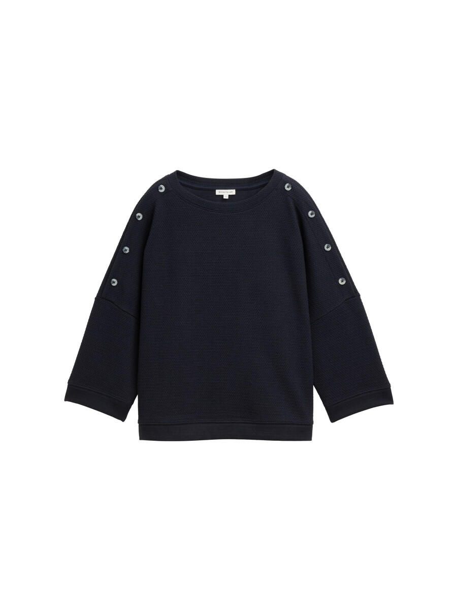 Tom Tailor - Sweatshirt mit Knopf-Details blau - Gr. - M von Tom Tailor