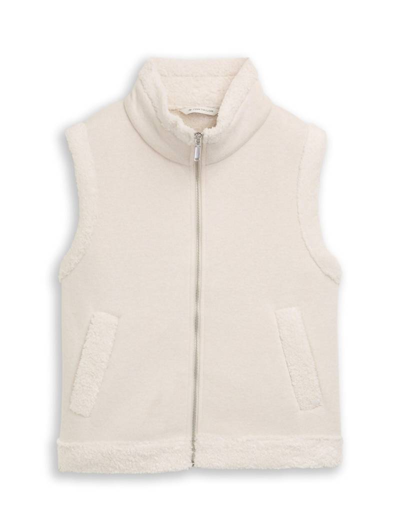 Tom Tailor - Sweatweste mit Teddyfell sand stone beige melange - Gr. - M von Tom Tailor