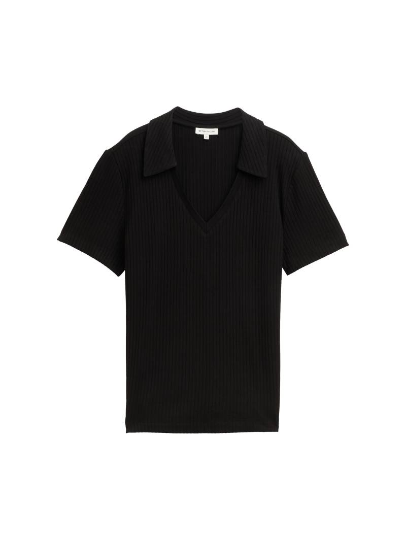 Tom Tailor - T-Shirt in Polo-Optik deep black - Gr. - L von Tom Tailor