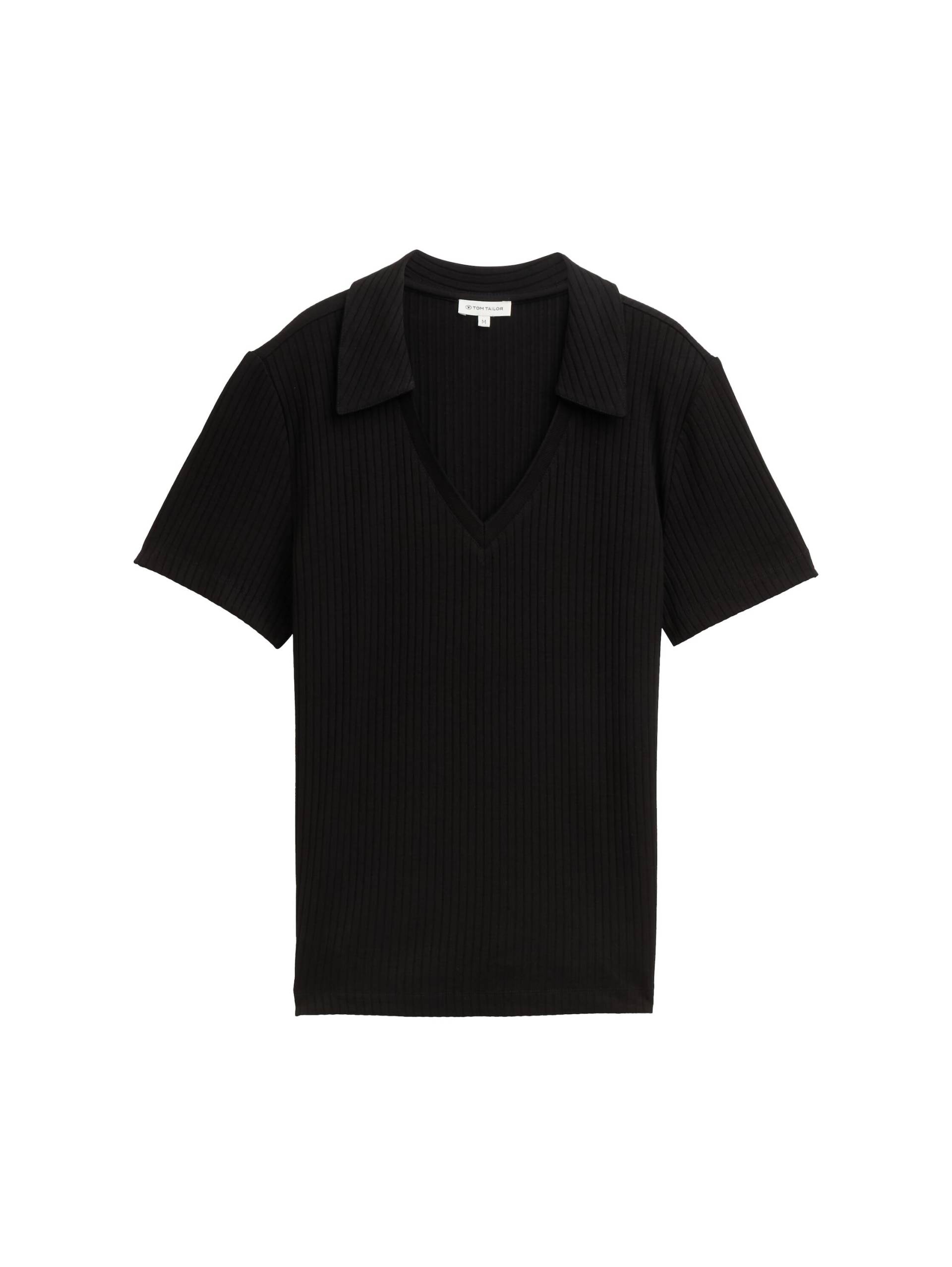 Tom Tailor - T-Shirt in Polo-Optik deep black - Gr. - M von Tom Tailor