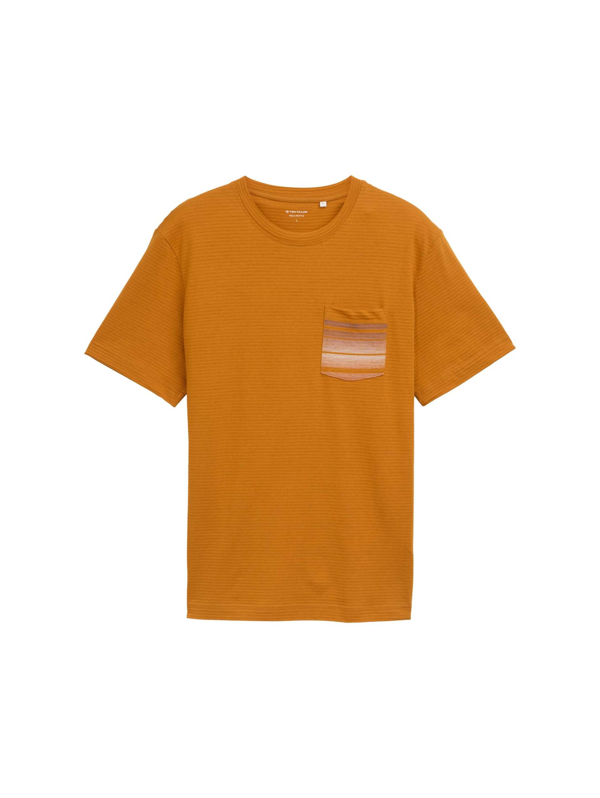 Tom Tailor - T-Shirt mit Brusttasche peanut butter brown - Gr. - XXXL von Tom Tailor