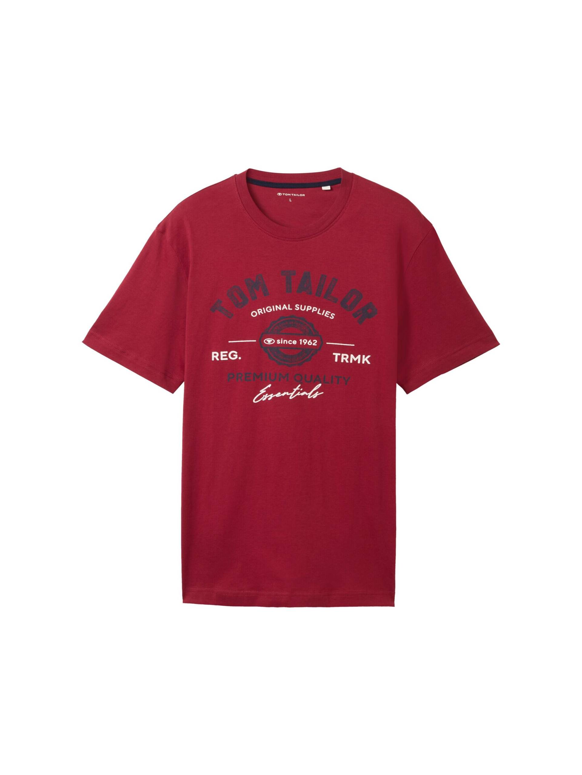 Tom Tailor - T-Shirt mit Logo-Print deep red - Gr. - M von Tom Tailor