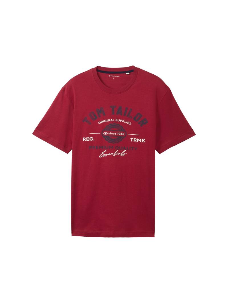 Tom Tailor - T-Shirt mit Logo-Print deep red - Gr. - M von Tom Tailor