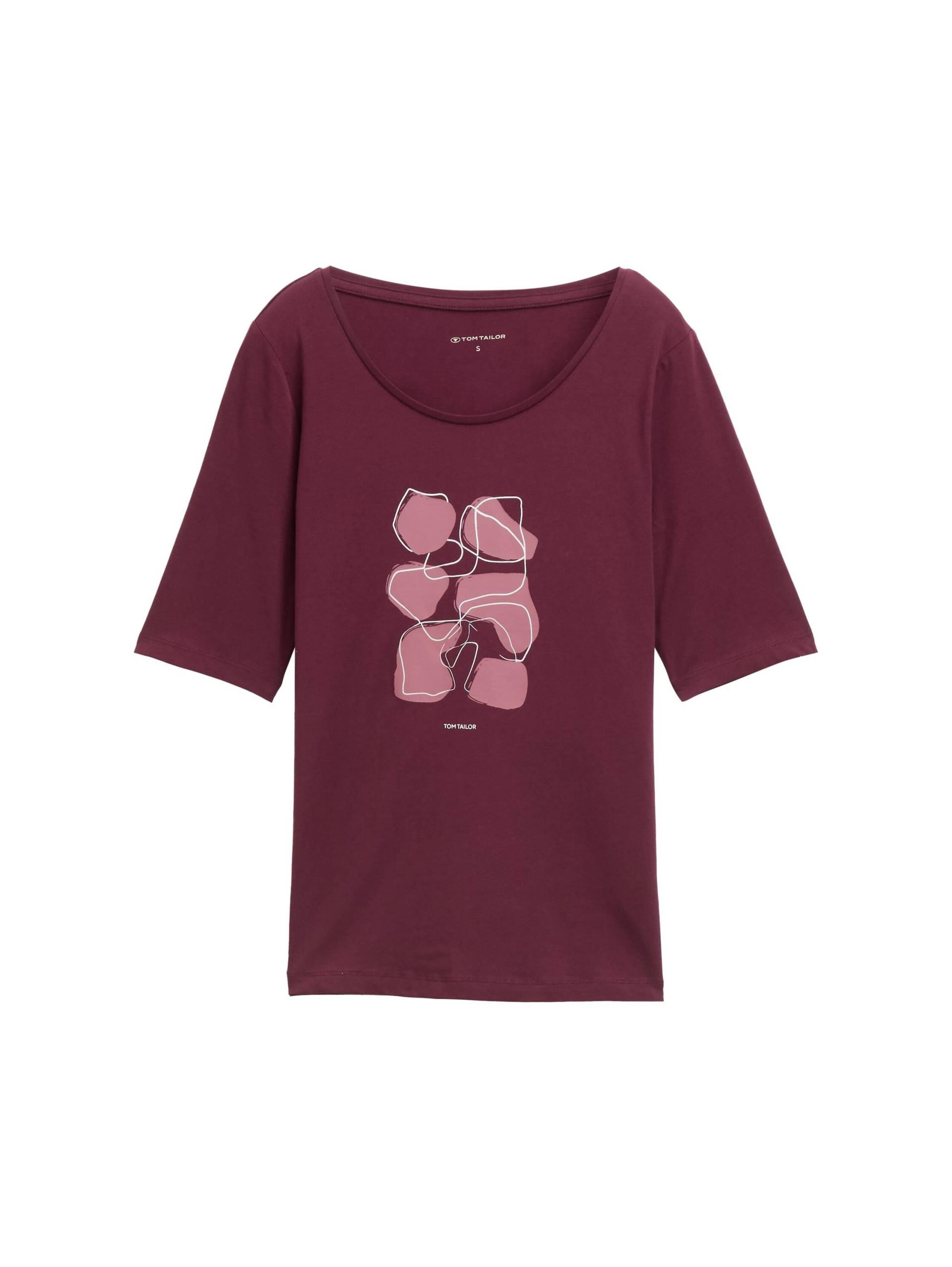 Tom Tailor - T-Shirt mit Print bordeaux red - Gr. - XL von Tom Tailor
