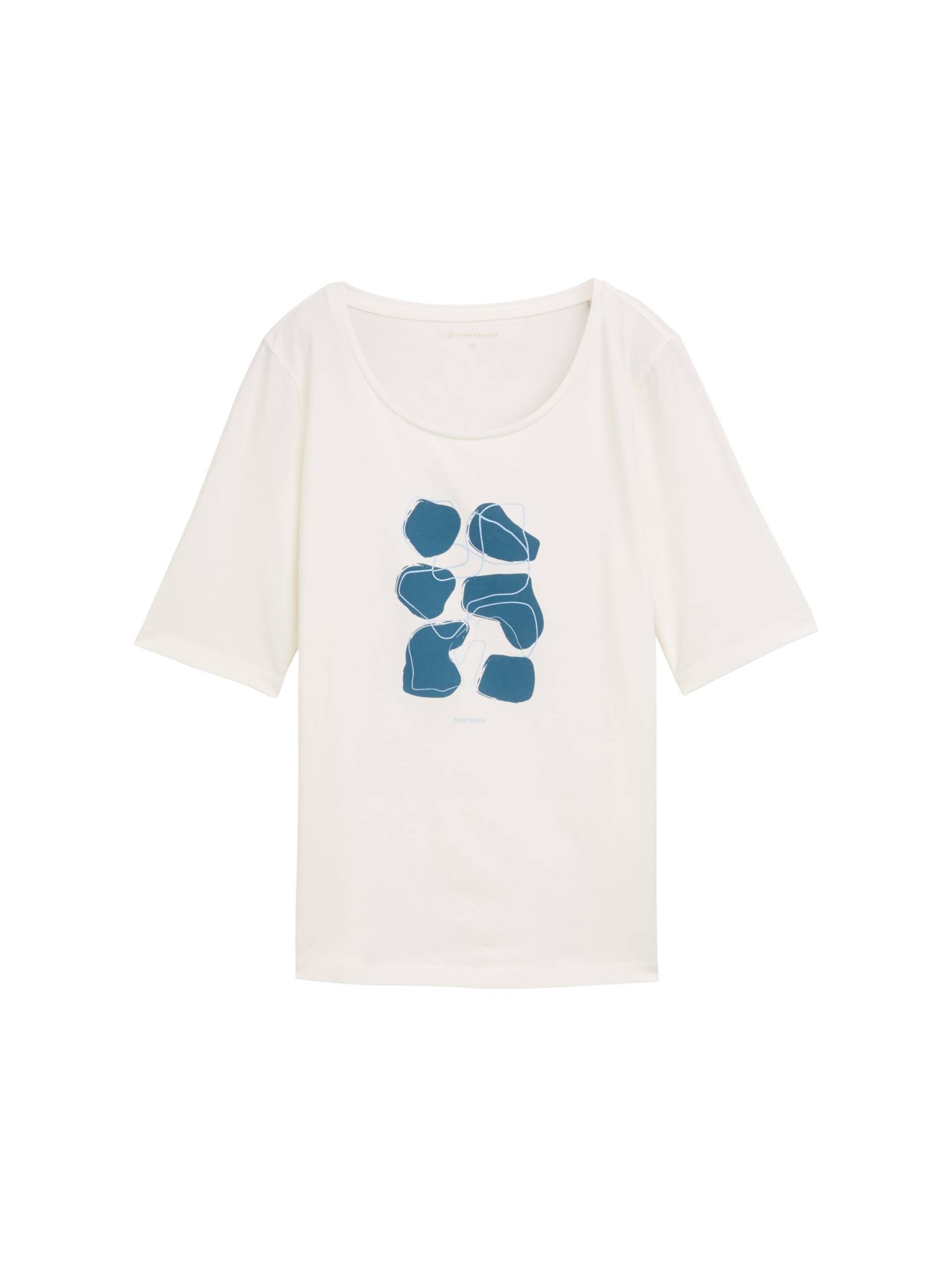 Tom Tailor - T-Shirt mit Print soft clear white - Gr. - M von Tom Tailor