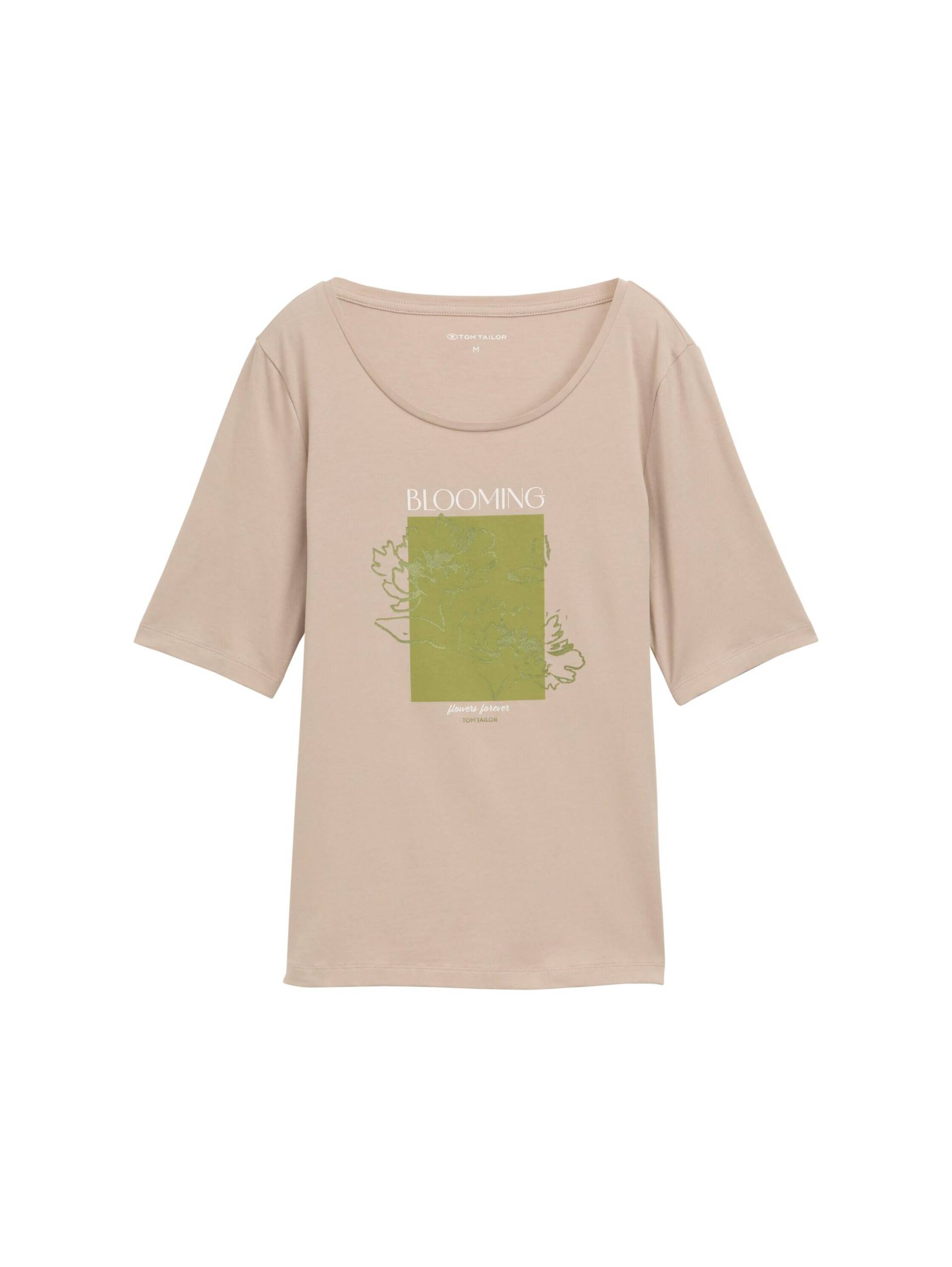 Tom Tailor - T-Shirt mit Print soft taupe grey - Gr. - S von Tom Tailor