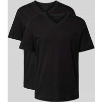 Tom Tailor T-Shirt mit V-Ausschnitt im 2er-Pack in Black, Größe S von Tom Tailor