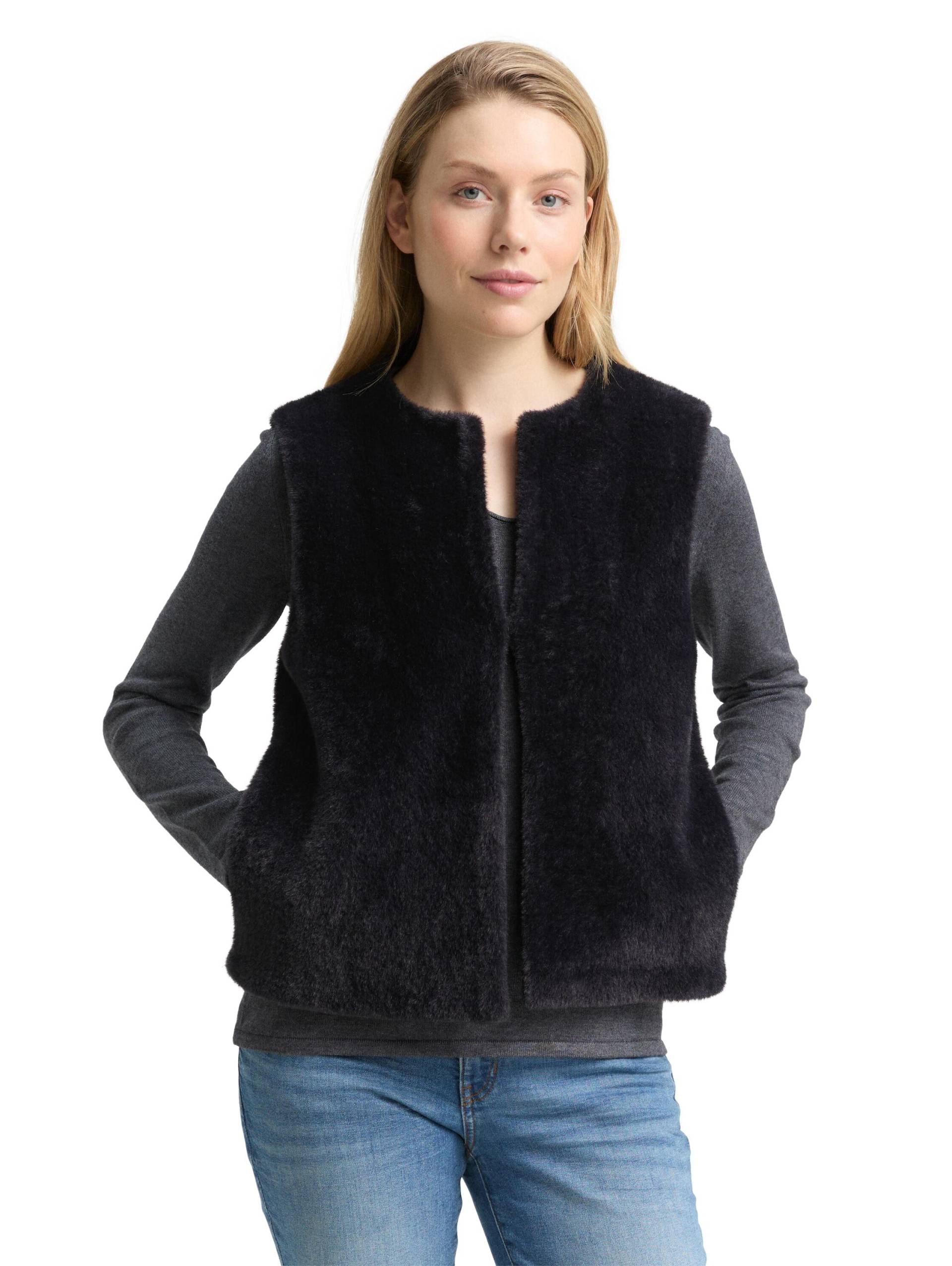 Tom Tailor - Teddy Weste mit Taschen deep black - Gr. - S von Tom Tailor