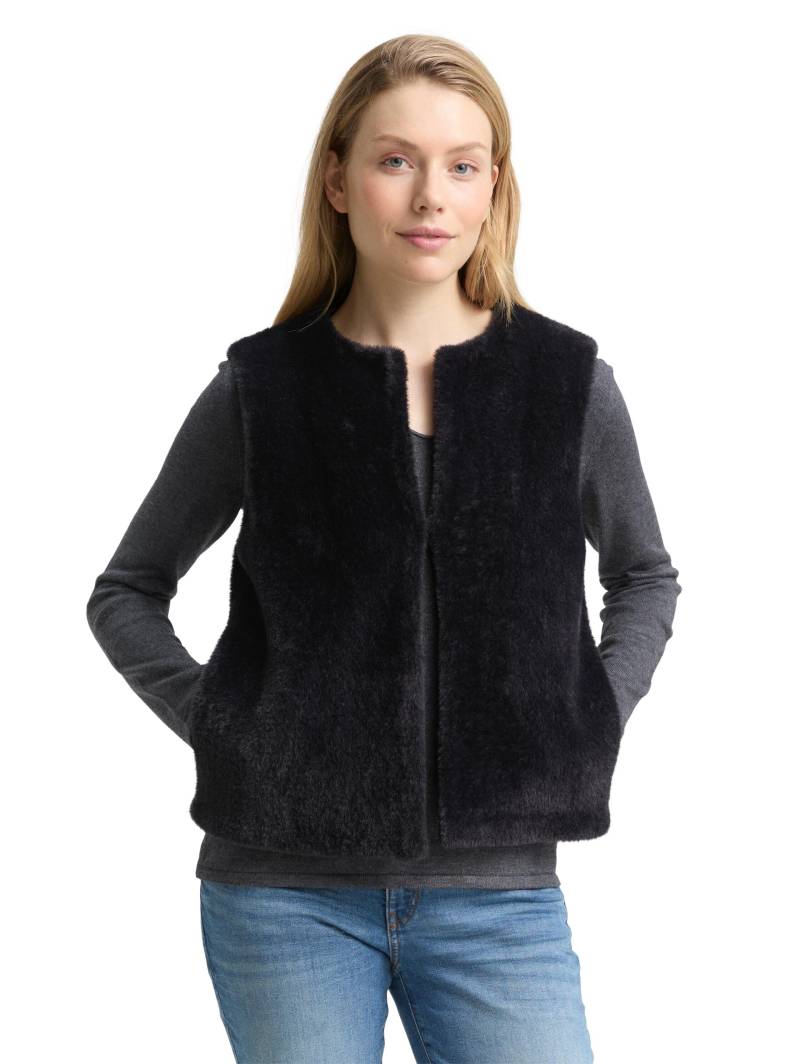 Tom Tailor - Teddy Weste mit Taschen deep black - Gr. - S von Tom Tailor