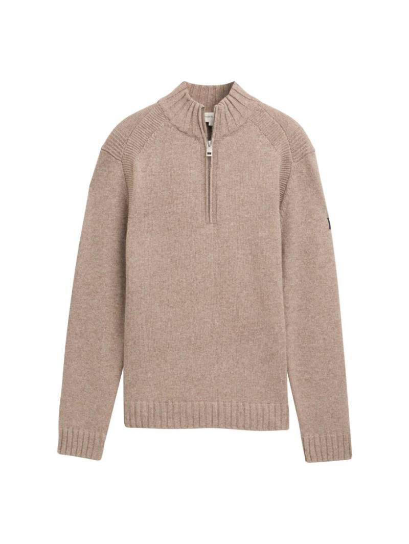 Tom Tailor - Troyer Pullover mit Ripp-Details beige - Gr. - XXL von Tom Tailor