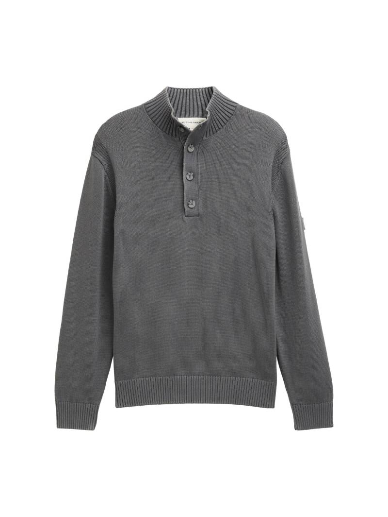 Tom Tailor - Troyer Strickpullover im Washed-Look aus Baumwolle classic dark grey - Gr. - L von Tom Tailor