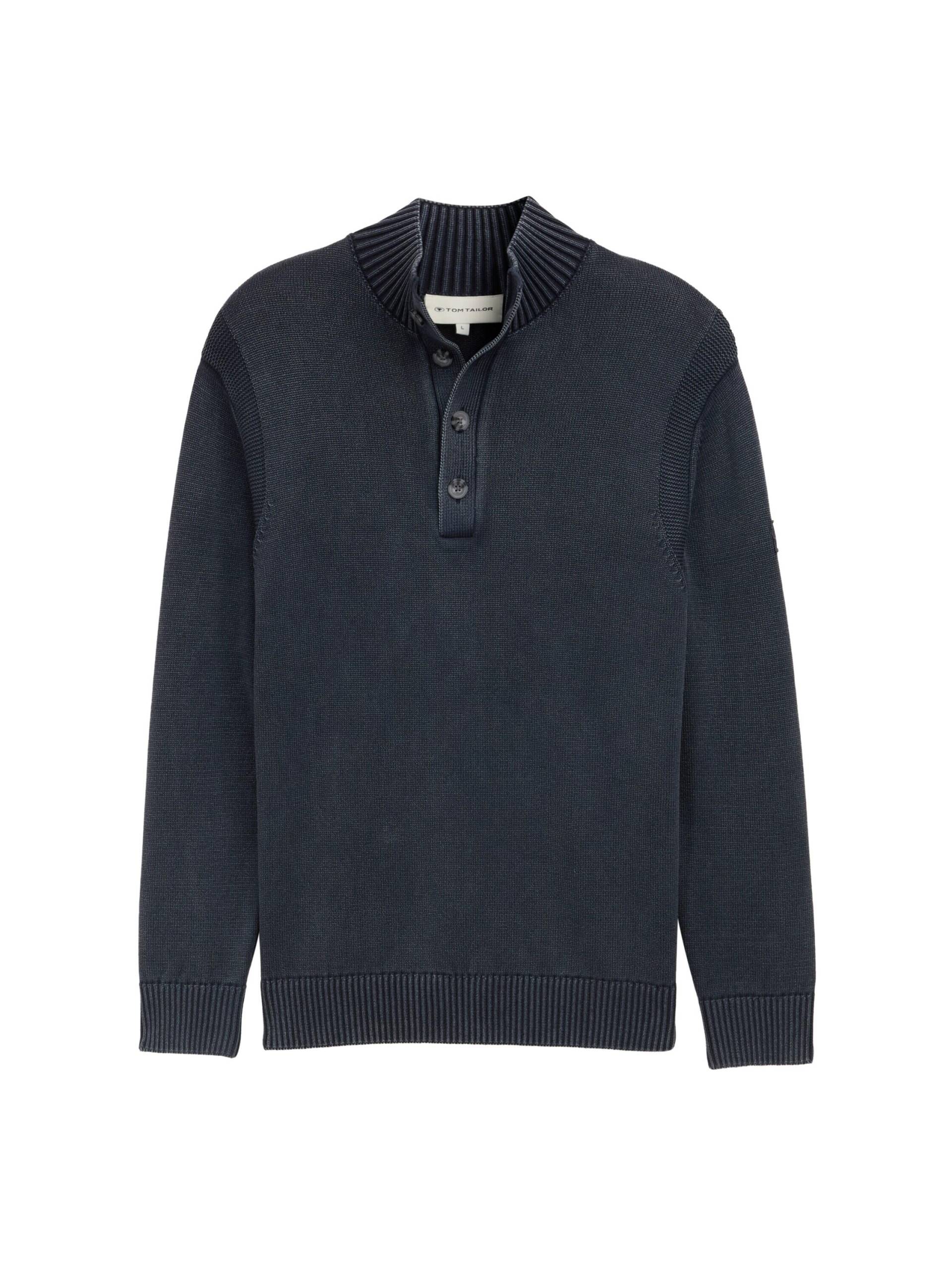 Tom Tailor - Troyer Strickpullover im Washed-Look aus Baumwolle sky captain blue - Gr. - XXL von Tom Tailor