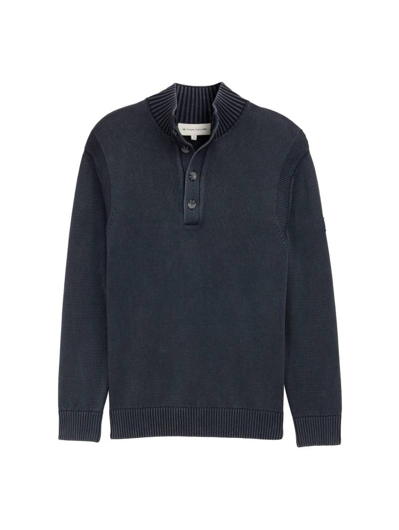 Tom Tailor - Troyer Strickpullover im Washed-Look aus Baumwolle sky captain blue - Gr. - XXXL von Tom Tailor