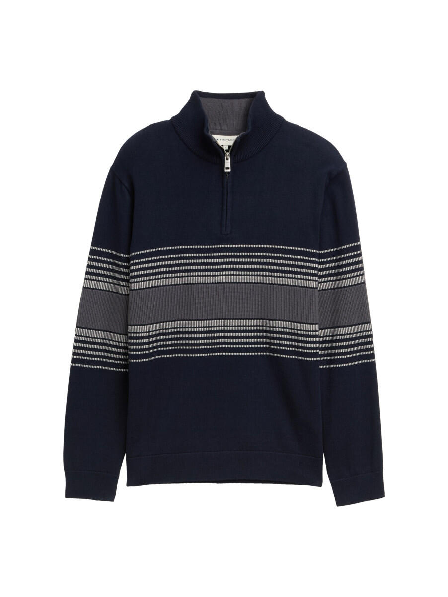 Tom Tailor - Troyer Strickpullover mit Colour-Blocking blau - Gr. - L von Tom Tailor