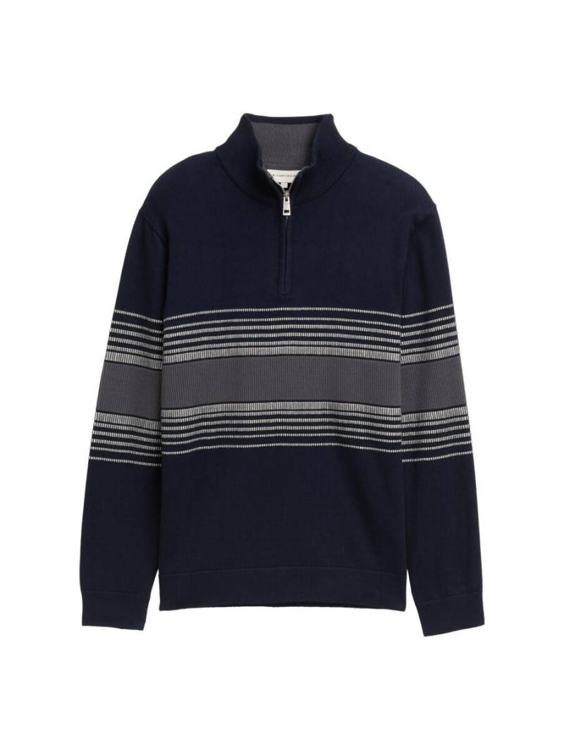 Tom Tailor - Troyer Strickpullover mit Colour-Blocking blau - Gr. - XXXL von Tom Tailor