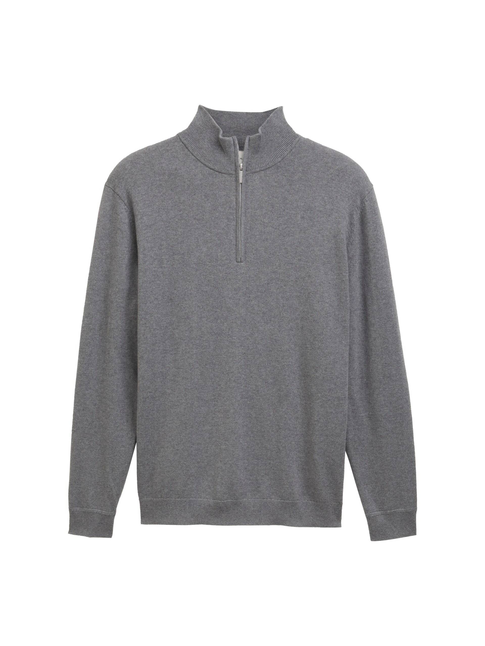 Tom Tailor - Troyer Strickpullover mit Kaschmir-Anteil classic dark grey melange - Gr. - XXXL von Tom Tailor