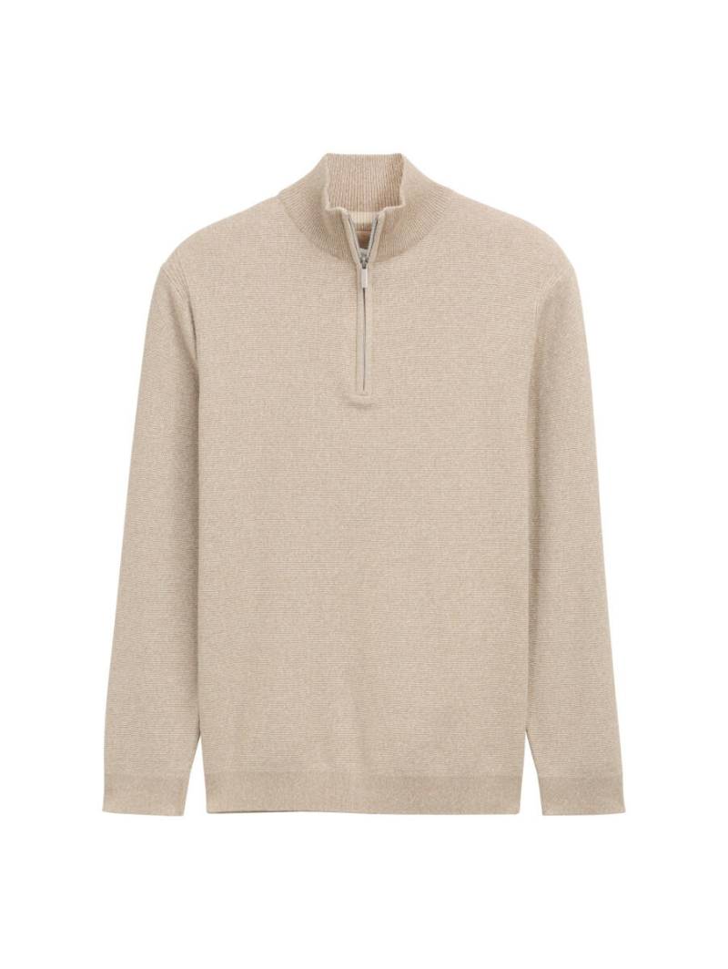 Tom Tailor - Troyer Strickpullover mit Struktur beige - Gr. - XL von Tom Tailor