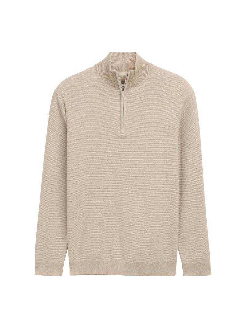 Tom Tailor - Troyer Strickpullover mit Struktur beige offwhite twotone - Gr. - M von Tom Tailor