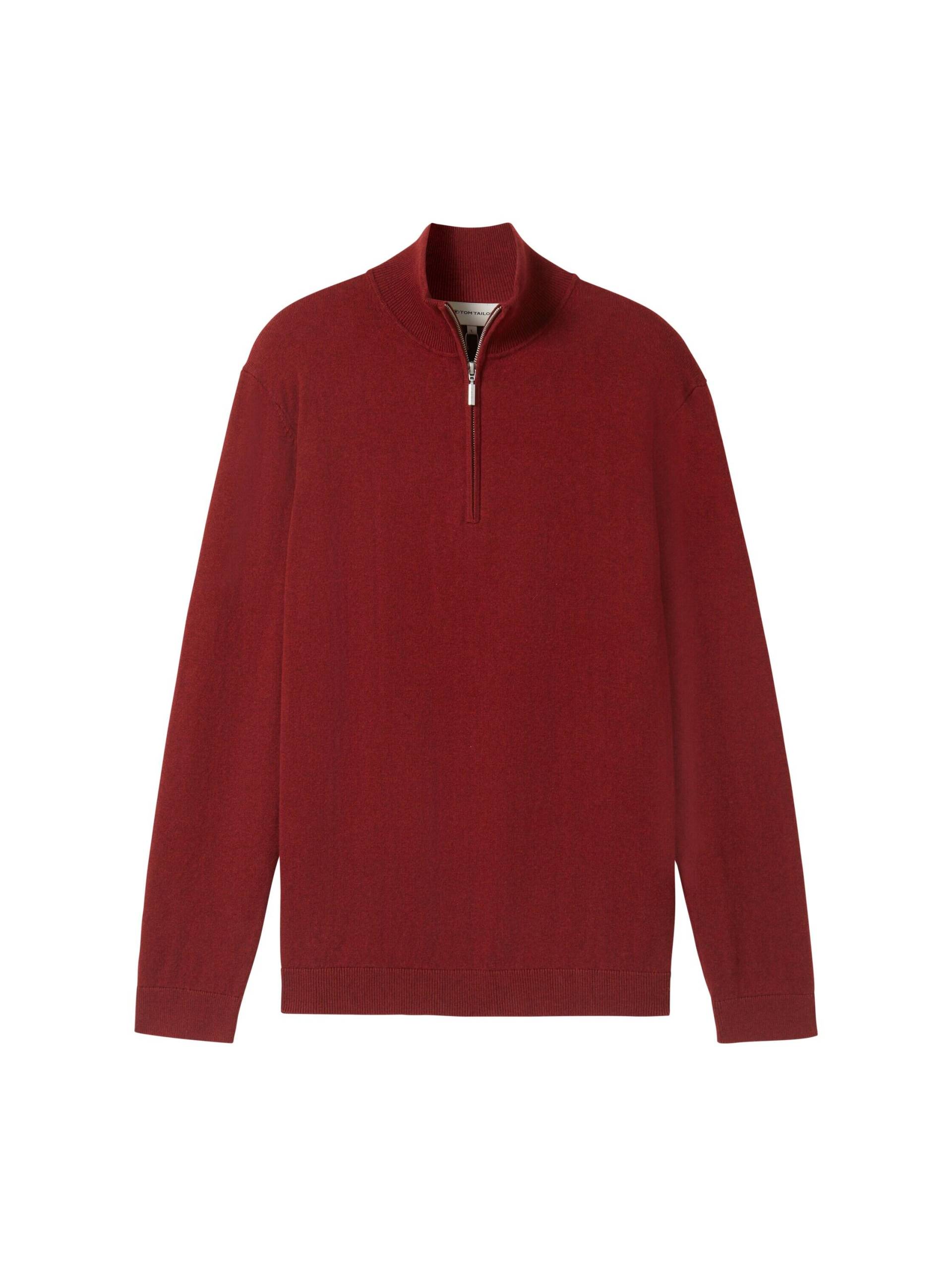Tom Tailor - Troyer Strickpullover mit recyceltem Kaschmir burgundy dark red melange - Gr. - L von Tom Tailor