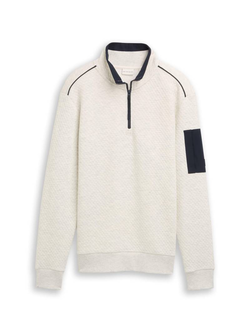Tom Tailor - Troyer Sweatshirt mit Ärmeltasche soft buttercream melange - Gr. - S von Tom Tailor