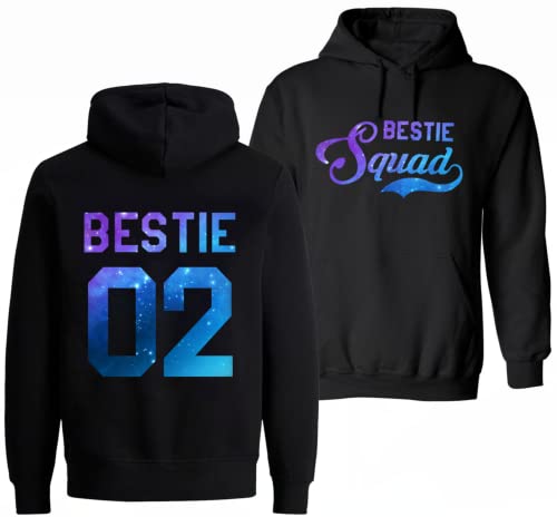 Tom's Couples Shop Best Friends Pullover für Zwei Mädchen 1 Stück Bestie Squad Beste Freunde Hoodie für 2 Sister Freundin Pulli BFF Geschenke (1 Stück - Bestie 02 - Starry Night, L) von Tom's Couples Shop