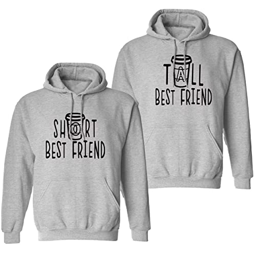 Best Friends Pullover für Zwei Mädchen 1 Stück Tall Short Beste Freunde Sister Pullover für 2 Schwester Hoodie Freundinnen Freundschafts Pulli BFF Geschenke (1 Stück - Short - Grau, L) von Tom's Couples Shop