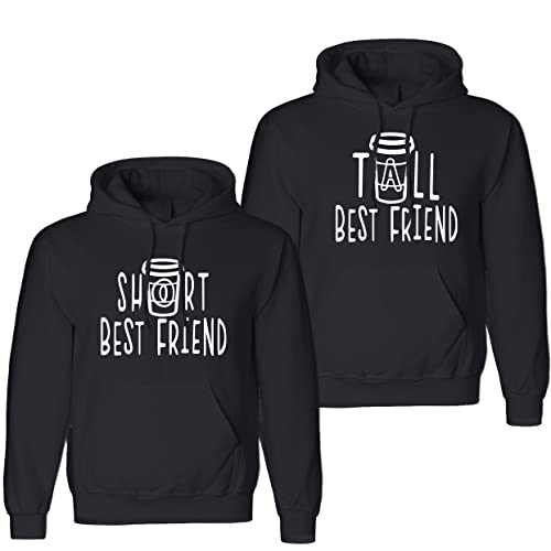 Best Friends Pullover für Zwei Mädchen 1 Stück Tall Short Beste Freunde Sister Pullover für 2 Schwester Hoodie Freundinnen Freundschafts Pulli BFF Geschenke (1 Stück - Short - Schwarz, 3XL) von Tom's Couples Shop