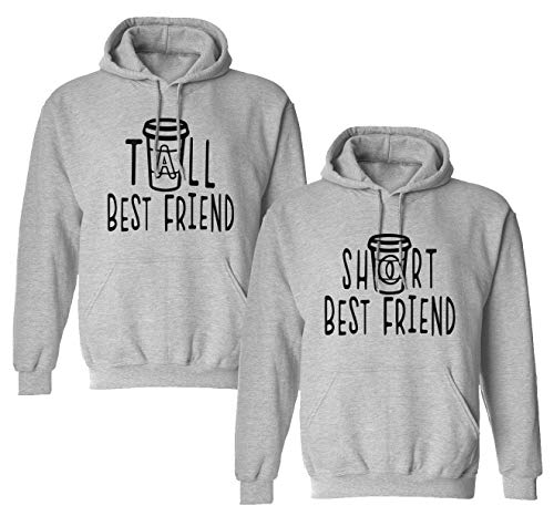 Best Friends Pullover für Zwei Mädchen 1 Stück Tall Short Beste Freunde Sister Pullover für 2 Schwester Hoodie Freundinnen Freundschafts Pulli BFF Geschenke (1 Stück - Tall - Grau, XL) von Tom's Couples Shop