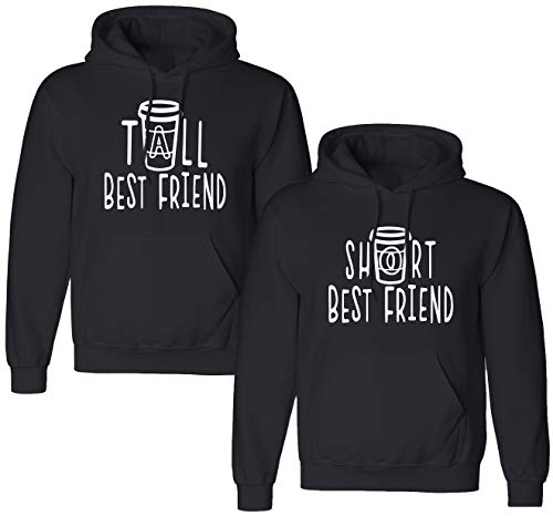 Best Friends Pullover für Zwei Mädchen 1 Stück Tall Short Beste Freunde Sister Pullover für 2 Schwester Hoodie Freundinnen Freundschafts Pulli BFF Geschenke (1 Stück - Tall - Schwarz, L) von Tom's Couples Shop